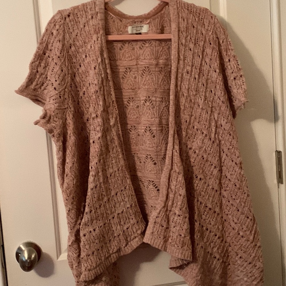 Sonoma cotton short-sleeve tapered cardigan cream & pale pink size 2x